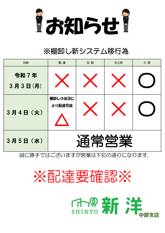 臨時休業のお知らせ